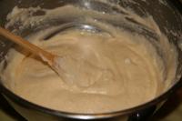 We scramble the yolk with granulated sugar, add...