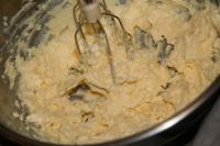 We gradually mix in the chilled pudding in the...
