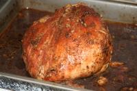 Pour water over the meat and roast in the...