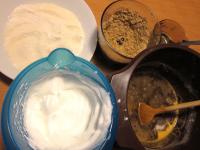 Dissolve coffee in the water. Beat egg whites and...