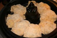Coat in breadcrumbs. On the top part pour half of...