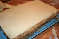 We carefully transfer it on the cake by roller and...