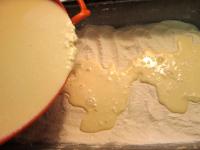 Pour liquid mixture to the dry mixture....