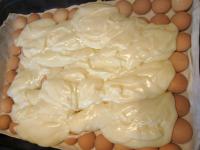 Spread layer of pudding over the sponge biscuits. ...