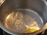 Bring water to a boil in pot where salt and oil is...
