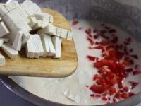 Add finely chopped red pepper, diced tofu, steamed...