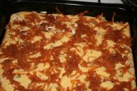 We bake it at 355°F (180°C) about 20 minutes....
