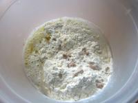 Break yeast into the flour, add a pinch of salt,...