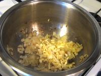 Add chopped garlic into the onion and shortly fry....