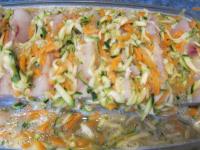 Place the fillets almost standing into the baking...