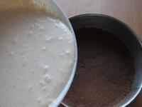 Pour the liquid mixture on the dough....