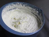 Beat cream, stabilizer and sugar into stiff...