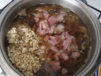 At the end mix in chopped smoked meat, barley...
