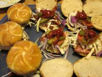 Put tomatoes and cucumber slices on the onion....