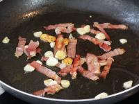 Cut the ham into strips and fry with garlic until...