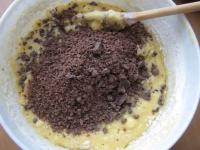 We mix in the flour and chocolate to liquer basis....