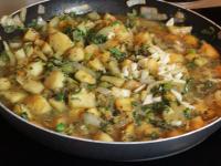 ... add them to the pan, mix, salt, season and...