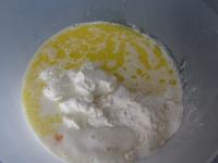 Melt the butter and let it cool. Sprinkle, put and...
