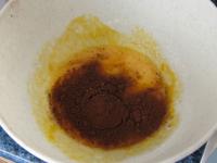 Beat egg yolks with sugar and cocoa powder....