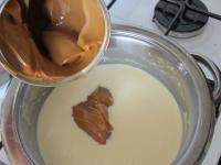 Cook pudding from milk, pudding powder, fine flour...