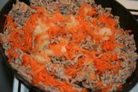 Add grated onion to the braised meat, carrot and...