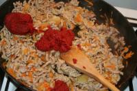 Then add Worcestershire sauce, tomato paste,...