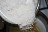 Pour in mixture of flour, sugar and salt. ...