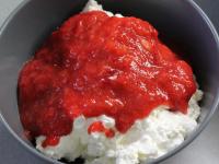 Clean strawberries, use a hand blender to mix...
