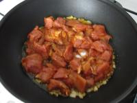 Add marinated meat together with marinade and...