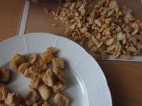 Chop half of the pork scratchings, ......