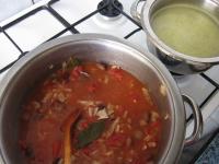 Pour in vegetable broth from bouillon without...