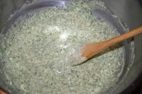 Defrost spinach and squeeze the water out. Mix in...