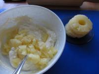 Keep 6 pieces of pineapple rings whole, finely...