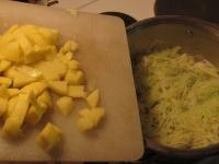 Add potatoes, pinch of salt and caraway....