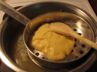 Mix semolina with egg and toss pieces of batter...