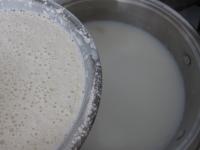 Stir sour cream and flour in milk. Remove the pot...