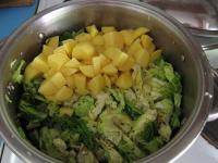 Peel and wash potatoes then cut into the small...