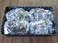 Make packets from aluminium foil, close them...
