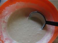 Pour the dough with a ladle......