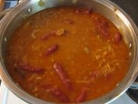 At the end thicken the soup with flour mixed in...