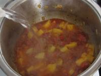 Add salt, pepper and caraway. Pour boiling water,...