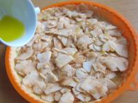 Arrange the apples over the top of dough and pour...