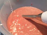 Then pour in the double cream and mix it again. ...