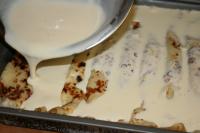 Pour the dressing equally on the pancakes....