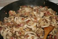Cook in the pan finely chopped bacon, add finely...