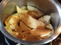 Melt piece of butter in a pot, add apples and...