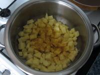 Peel the potatoes and cut into small cubes. Add to...