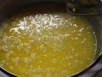 Whip in melted cold butter....