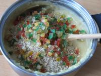 ... ground walnuts, candied fruit and rum....