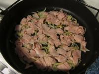 Add the chopped ham, warm up....